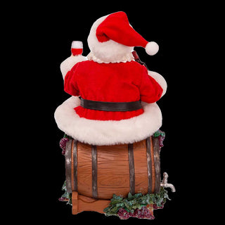 10.5" Fabriché™ Santa Sitting on Wine Barrel