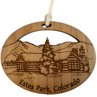 Cabin Round Wood Ornament