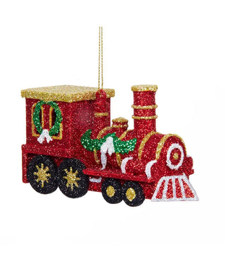 Plastic Red Glitter Train Orn