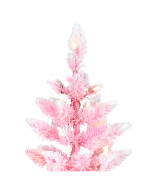 3' Pre-Lit Flocked Pink Slim Tree