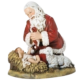 13"H Kneeling  Santa w/Lamb