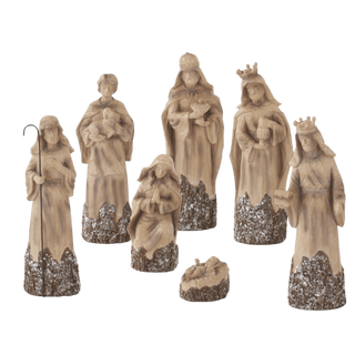 Resin Woodgrain Nativity Set of 7