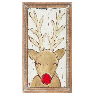 REINDEER EMBOSSED METAL FRAMED