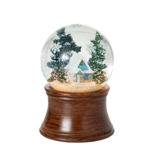 LED Blue Cabin Snow Globe