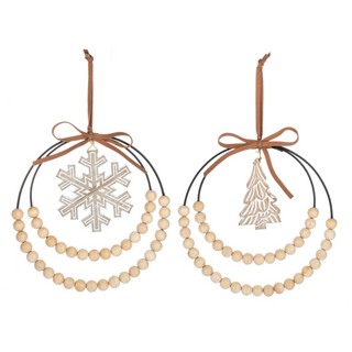 Oversized Wood Bead Tree & Snowflake Ornaments