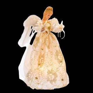 Lit 12" Ivory/Gold Angel Treetopper