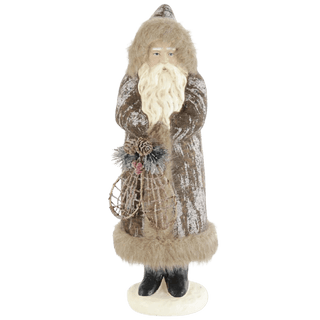 17" Brown Fur Trim Santa w/Snowshoes
