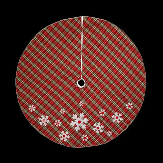 48"Cmas Woven Plaid Tree Skirt