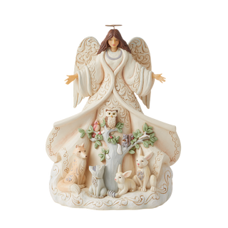 Jim Shore White Woodland Angel with Coat Figurine