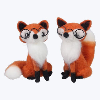 Felted Wool Fox Figure With Glasses 2A