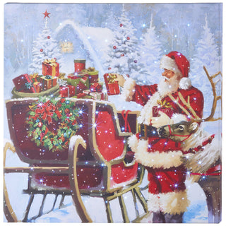 Santa with Presents Lighted Print